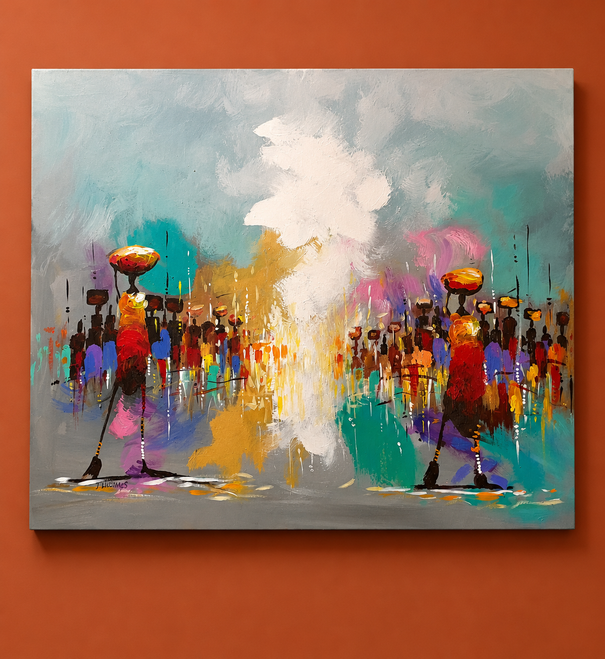 The Bustling Market Canvas Art Painting