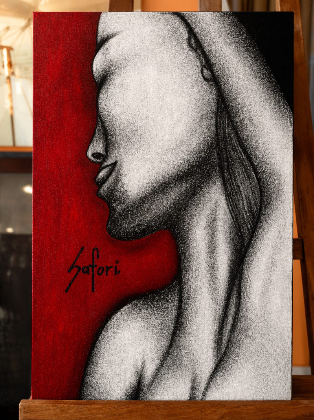 The Silent Grace Charcoal Art Painting